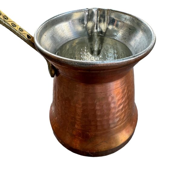 Hammered Copper Turkish Coffee Pot Small Saucepan - Picture 2 of 16